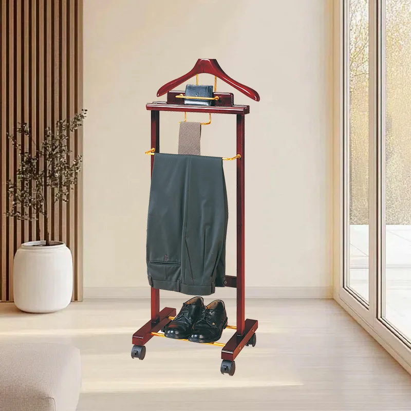 

Floor-to-ceiling wooden coat rack household bedroom disc clothes rack simple vertical hanger three-dimensional bag hanger