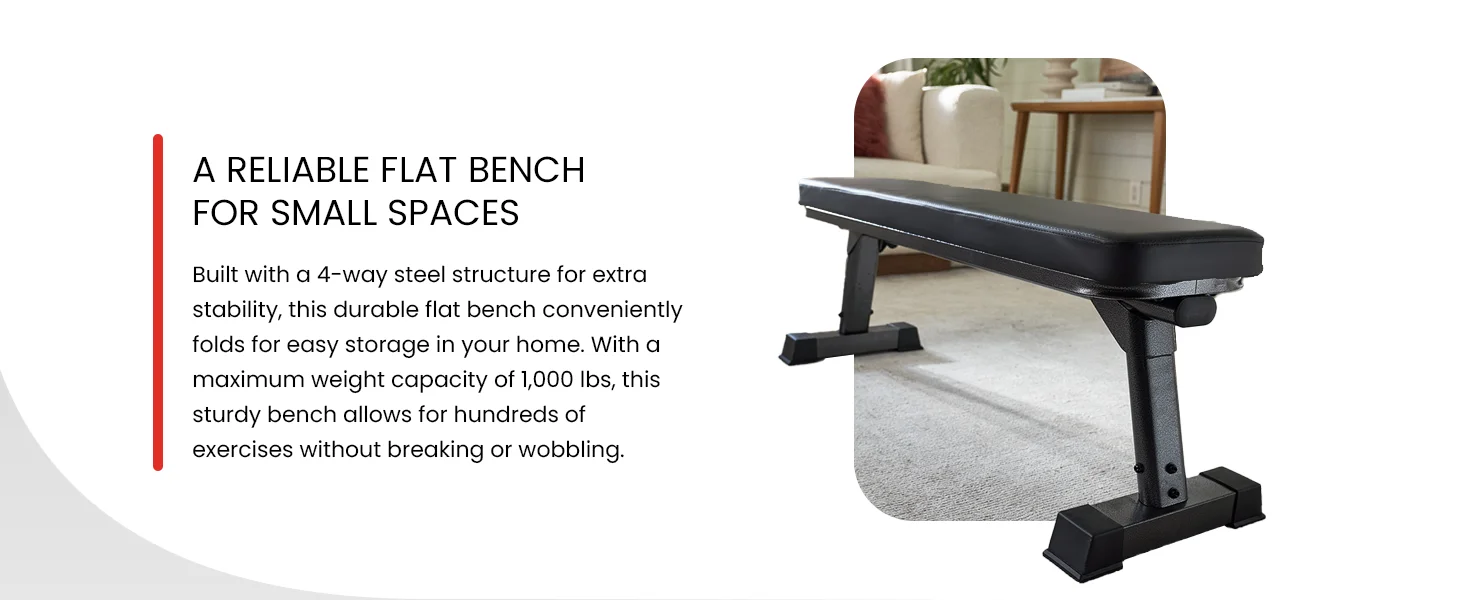 Description Picture 4 of itemGym Quality Foldable Flat Bench for Multi-Purpose Weight Training and Ab Exercises - Free PDF Workout Chart Included