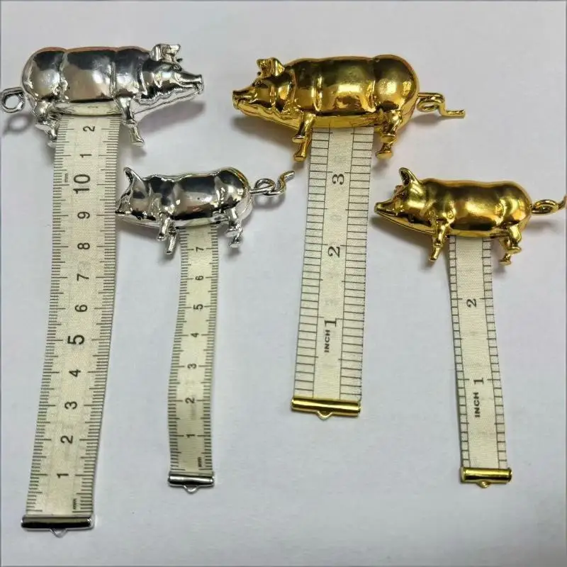 Antique Pig Mini Tape Measure Vintage Metal Soft Sewing Ruler For Crafts DIY Apparel Measuring Tool Cute Portable Tailor Supply view 2