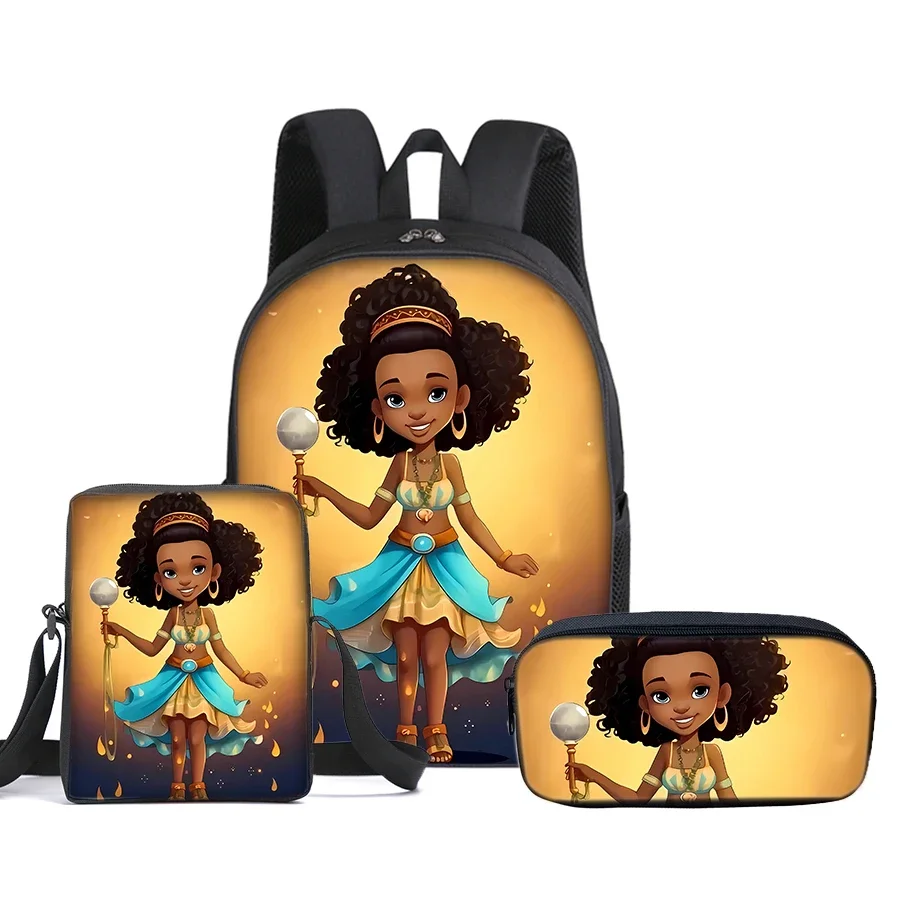 Schöner Mädchen-Rucksack, 3-teilig, mit Umhängetasche, Federmäppchen, Schultasche für Jungen/Mädchen, bestes Geschenk, 2D-Cartoon-Schultaschen für Schüler