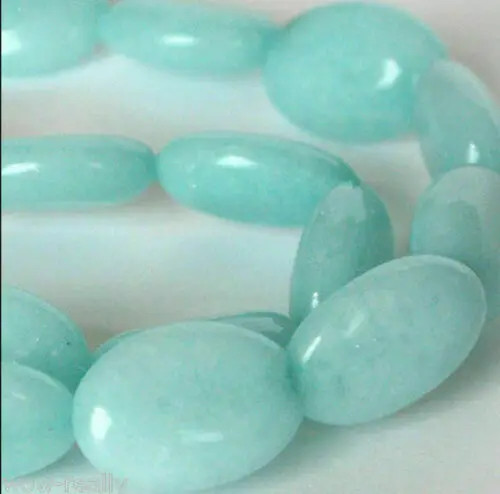 

Pretty Natural 13*18MM Blue Amazon Oval Gemstone Loose Beads 15" Strand