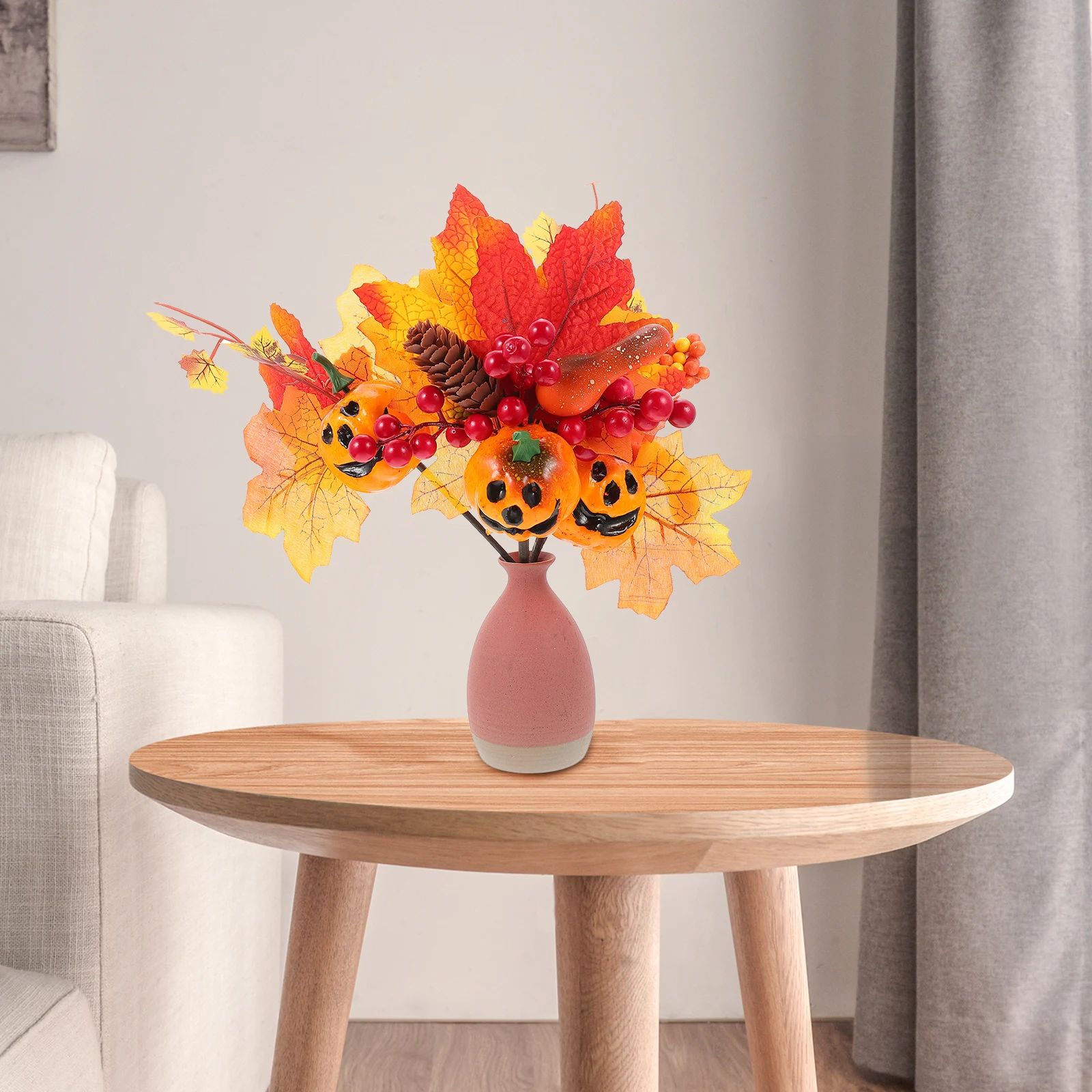 

Decor Pumpkin Berries Decoration Artificial Maple Leaves Thanksgiving Branch Lifelike