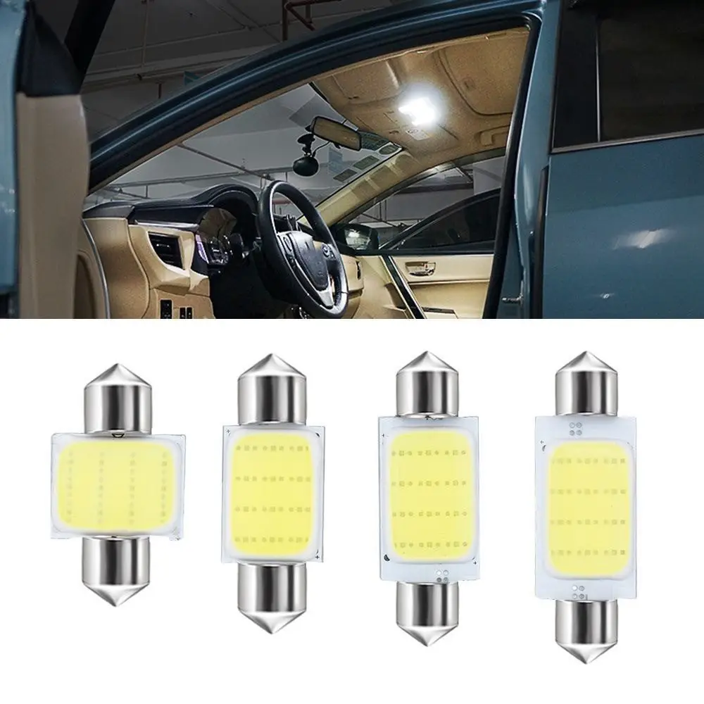 10Pcs Car-styling COB C5W Reading Bulb White 31/36/39/41mm Festoon Dome Bulb Car Interior Lamp Car Interior LED Lights