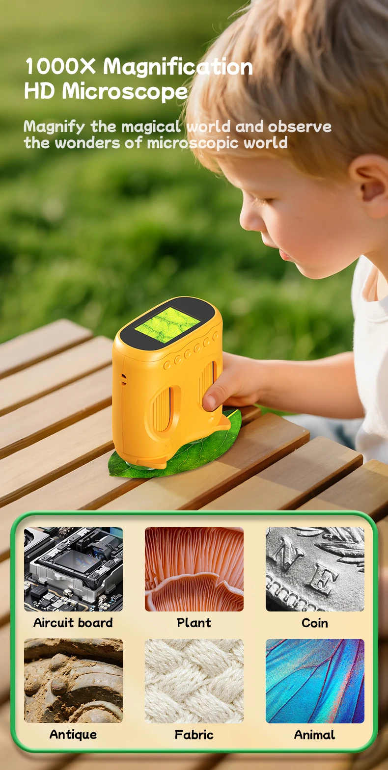 Mikroskop und Teleskop 2-in-1, optisches Lernspielzeug für Kinder, 2-Megapixel-HD-Kamera, Mikroskop mit 1000-facher Vergrößerung, Weihnachtsgeschenk. – Detail 5