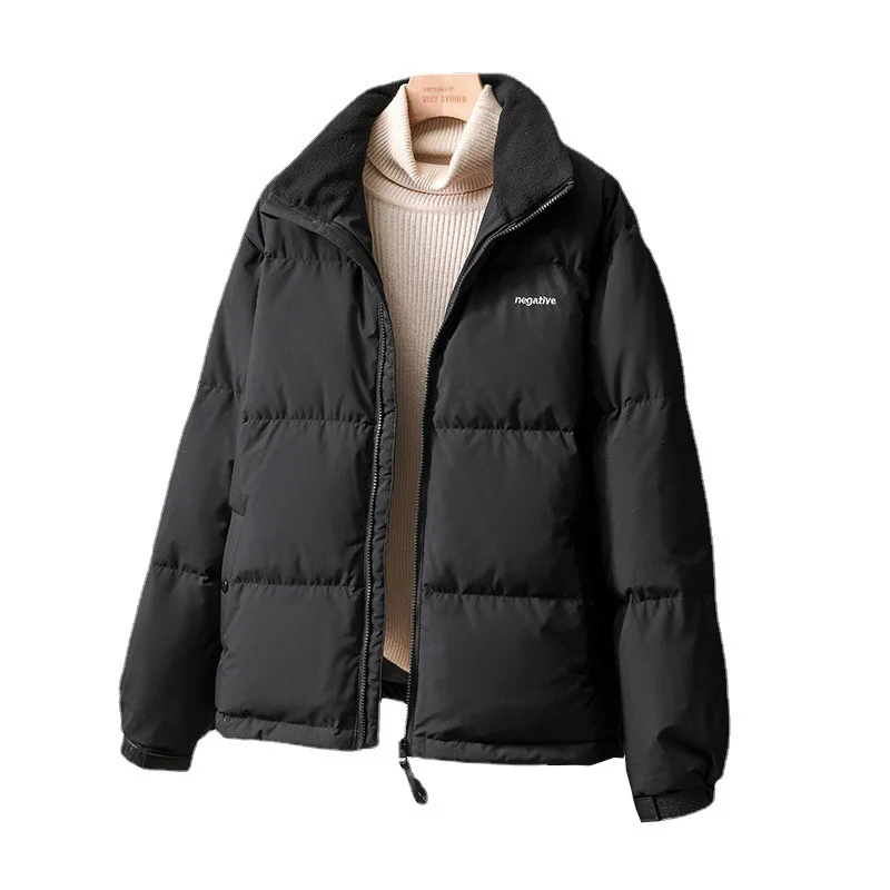 女性用の白いダックダウンジャケット,韓国スタイル,スタンドカラー,厚くて暖かいアウター,ゆったりとしたカジュアルコート,特大,秋冬