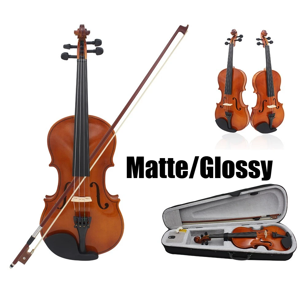 

4-String Violin Right 4/4 1/8 1/4 1/2 3/4 Size Glossy Matte Natural Vintage Color Grand Piano Case for Children Beginner Adults