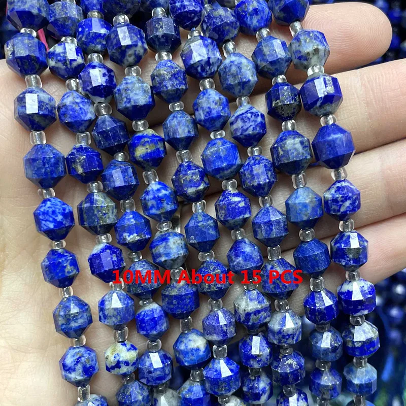 Natürliche Lapislazuli Runde Rohr Facettierte Lose Spacer Stein Perlen Für Schmuck Machen DIY Handgemachte Armbänder Halskette Zubehör
