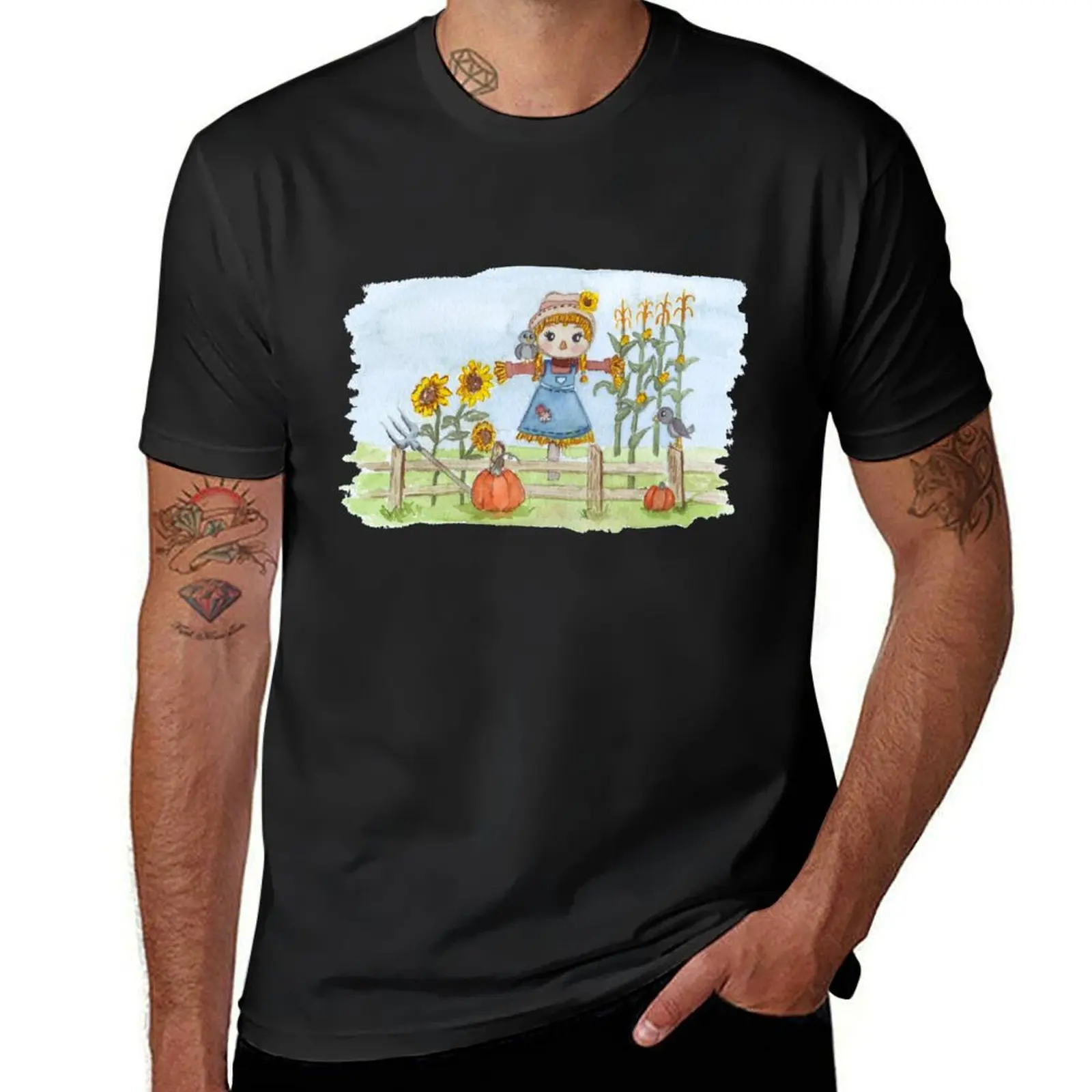 

Scarecrow Girl in Watercolor T-Shirt graphics tops oversized new edition mens t shirts