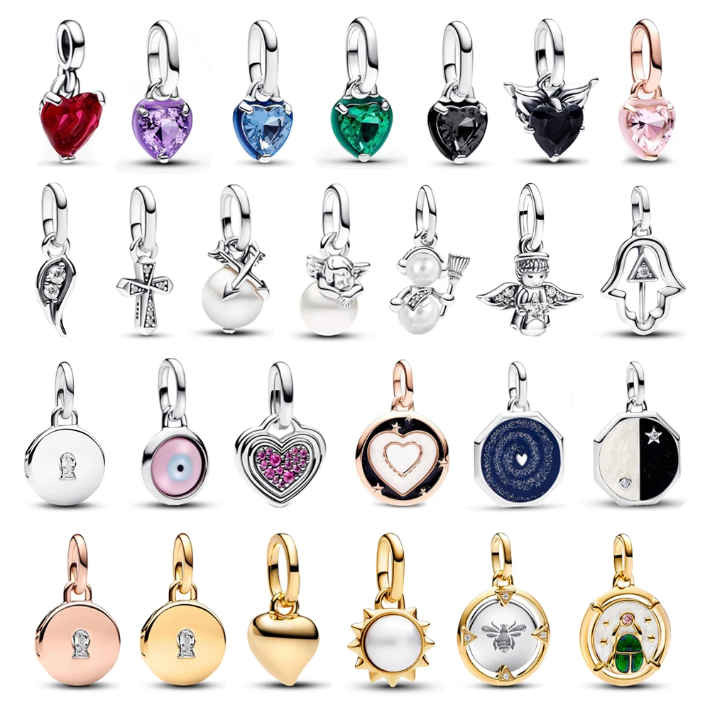 

Изысканный кулон из стерлингового серебра 925 пробы с жемчугом, в форме ангела, сердца, ключа и солнца, для браслетов и ожерелий DIY ME, изысканные ювелирные украшения, подарки на день рождения