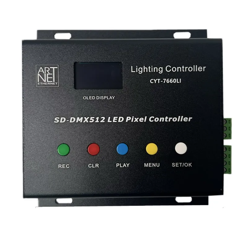 ART NET ETHERNET  Lighting Controller CYT-7660LI ETHERNET OLED DISPLAY SD-DMX512 LED Pixel Controller