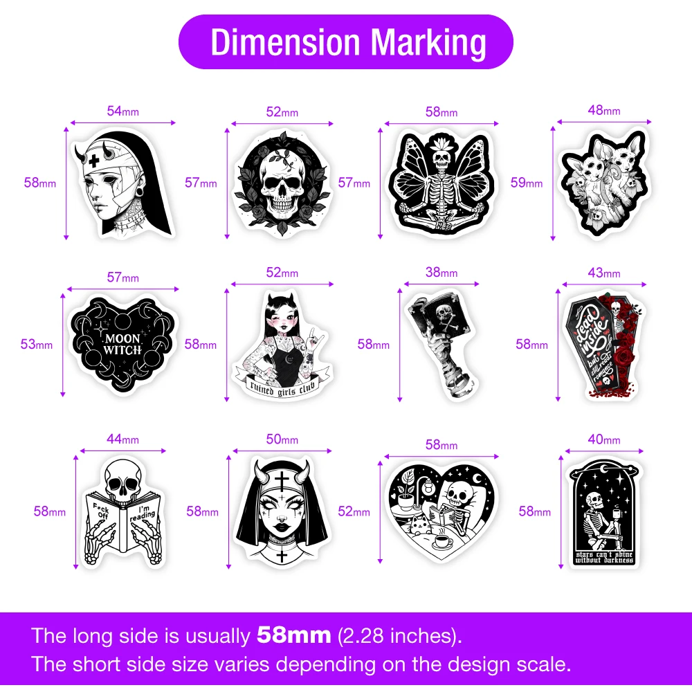 Gothic Horror Skull Stickers DIY Toys Gift Decorative Decal for Scrapbook Junk Journals Laptop Luggage Bottles Guitar Waterproof view 3