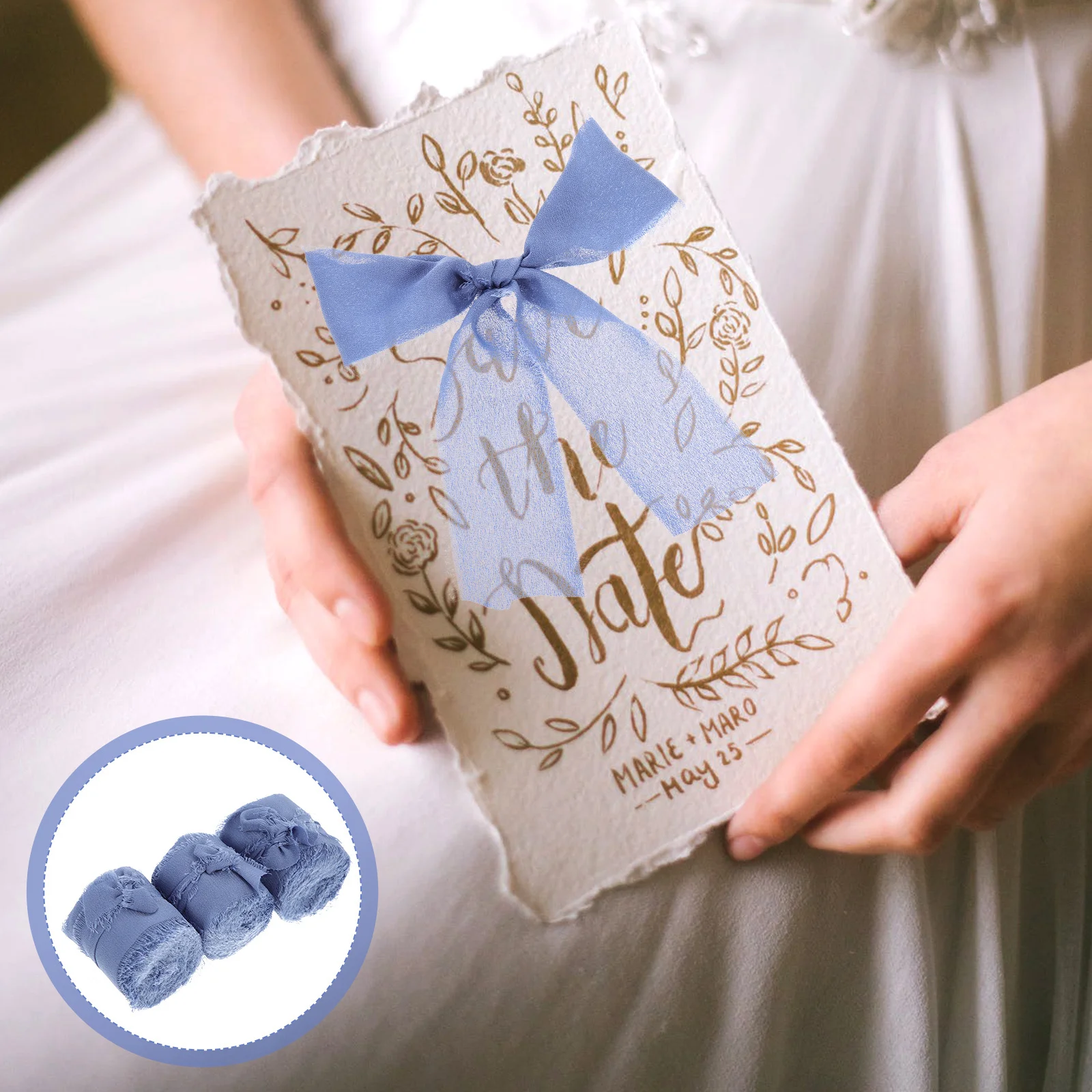 

3Pcs Wedding Ribbon Fringe Soft Fabric Ribbons Decorative Gift Bowknot Wrapping Bouquet Packaging Fringe Ribbons