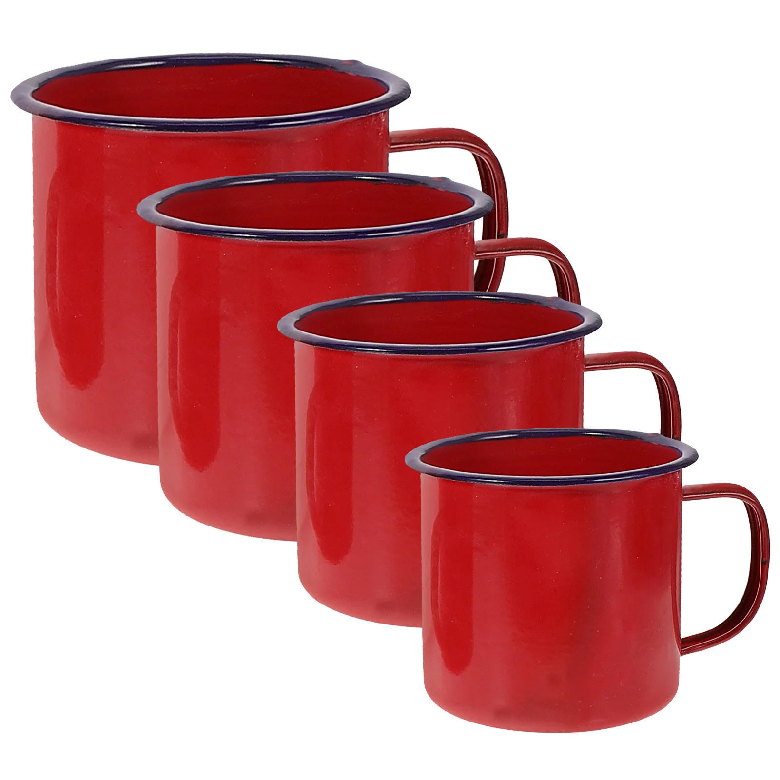 

4 Pcs Coffee Mug Enamel Tea Jar Cake Cup Hot Pot 4-piece Set Home Red Milk Travel