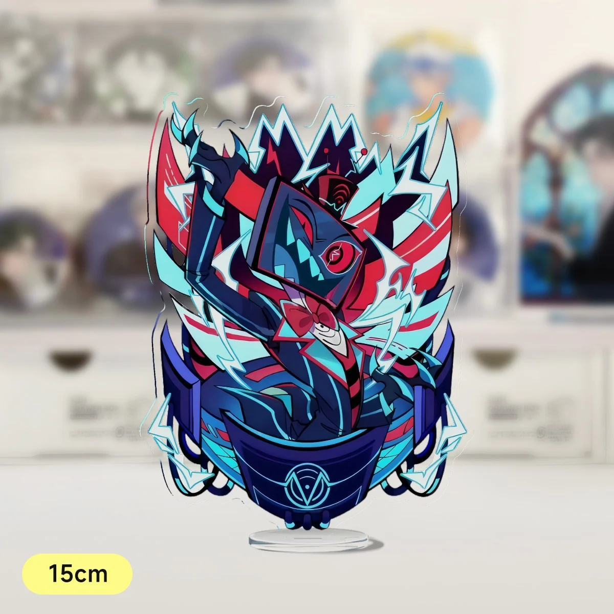 Alastor 3 Vees Standing Anime KeyChain game cartoon Key Chain Women Creative Print Figure Model Plate Key Ring Acrylic Gifts