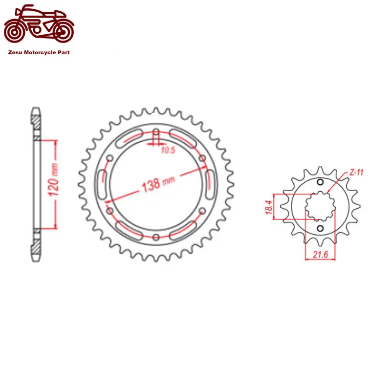 520 14T 38T 14 38 Tooth Motorcycle Front and Rear Sprocket Set Silent Sprocket For Honda CBR 250R CBR250 R/RA-B C D 2011-2013