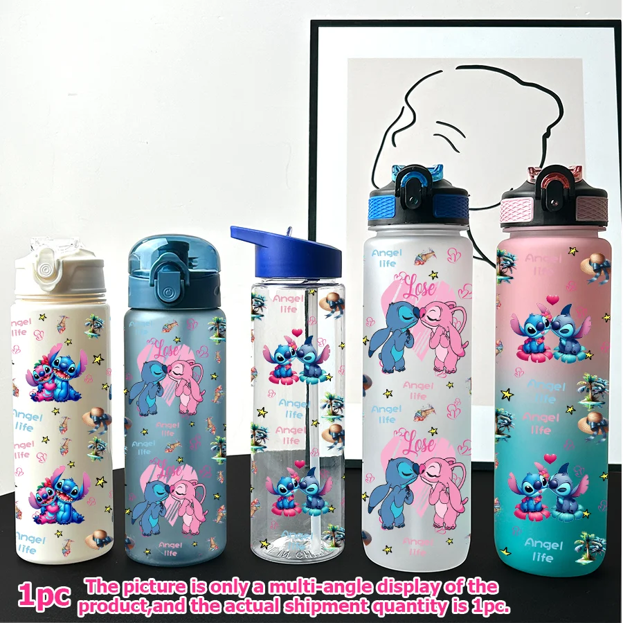 

1Pc Disney Stitch Angel Printed 23-32oz Multi-plastic Water Bottle Portable Sports Water Cup Birthday Gift