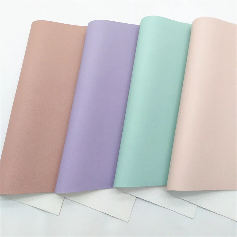 Pastel Colors Soft Stretch Synthetic Leather Faux Leather Fabric Sheets Felt Backing Leather Sheets for Bows Craft 21x29CM Q1640