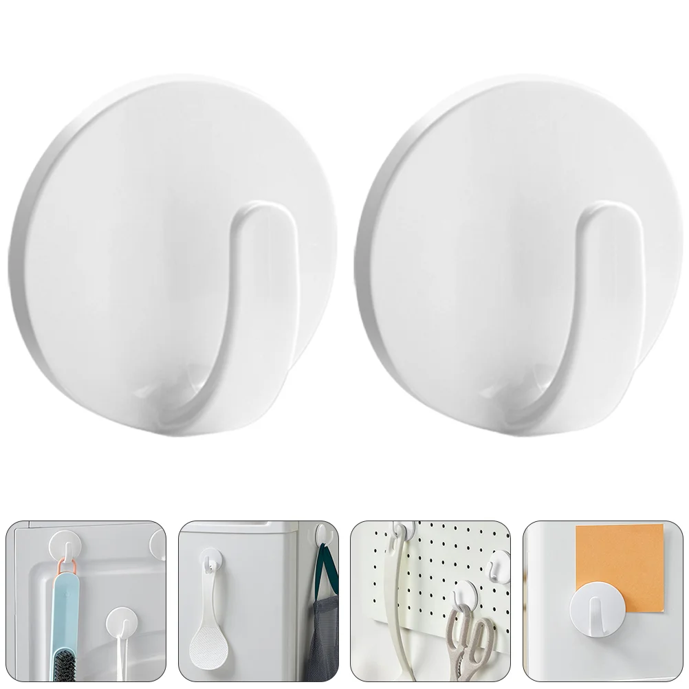 2 Pcs Magnetic Hooks Kitchen Fridge Hangers Heavy Duty For Home Office Bathroom Round Steel Mounting Accessories Storage