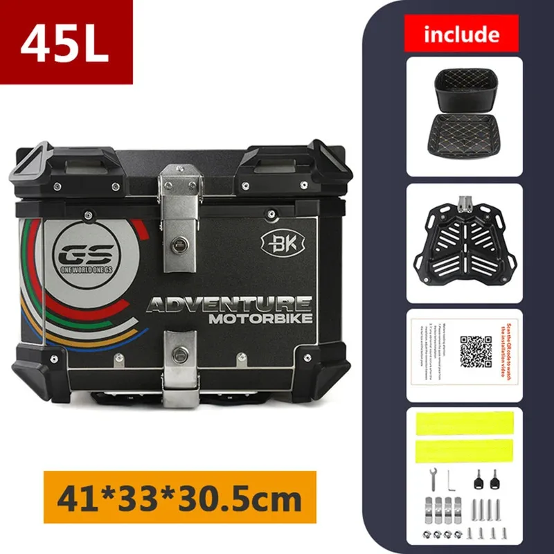 

Factory Hot Selling 45L Motorcycle Aluminum Box Moto Top Case 45L Universal Motorcycle Rear Lage Box 45L Locomotive Tail Box Sui