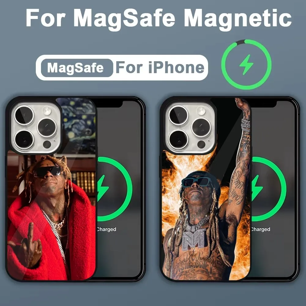 Rapper L-Lil W-Wayne Phone Case para iPhone, Mini Magsafe Magnético Carregamento Sem Fio, 15 Plus, 15,14,13,12,11, Pro,Max
