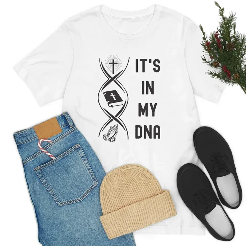 It's in My DNA Women Funny Christian Pray T-shirts Short Sleeve Cross Bible T Shirt Jesus Faith Graphic Tshirts Religious Gifts