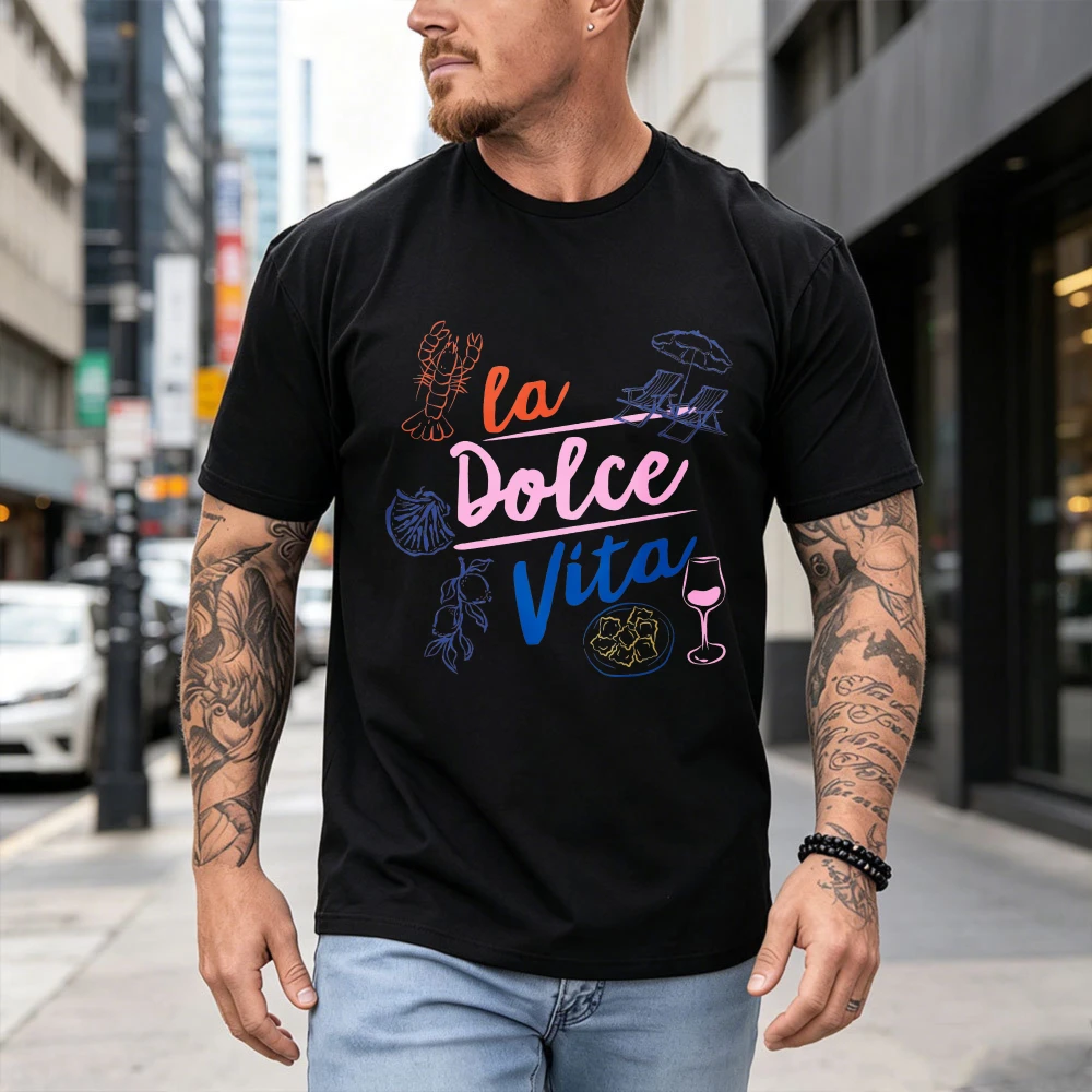 La Dolce Vita Tshirt Italian Summer Vibes T-Shirt Coastal Party Digital Tees Italian Tourist Souvenir Gift Tops Retro Streetwear