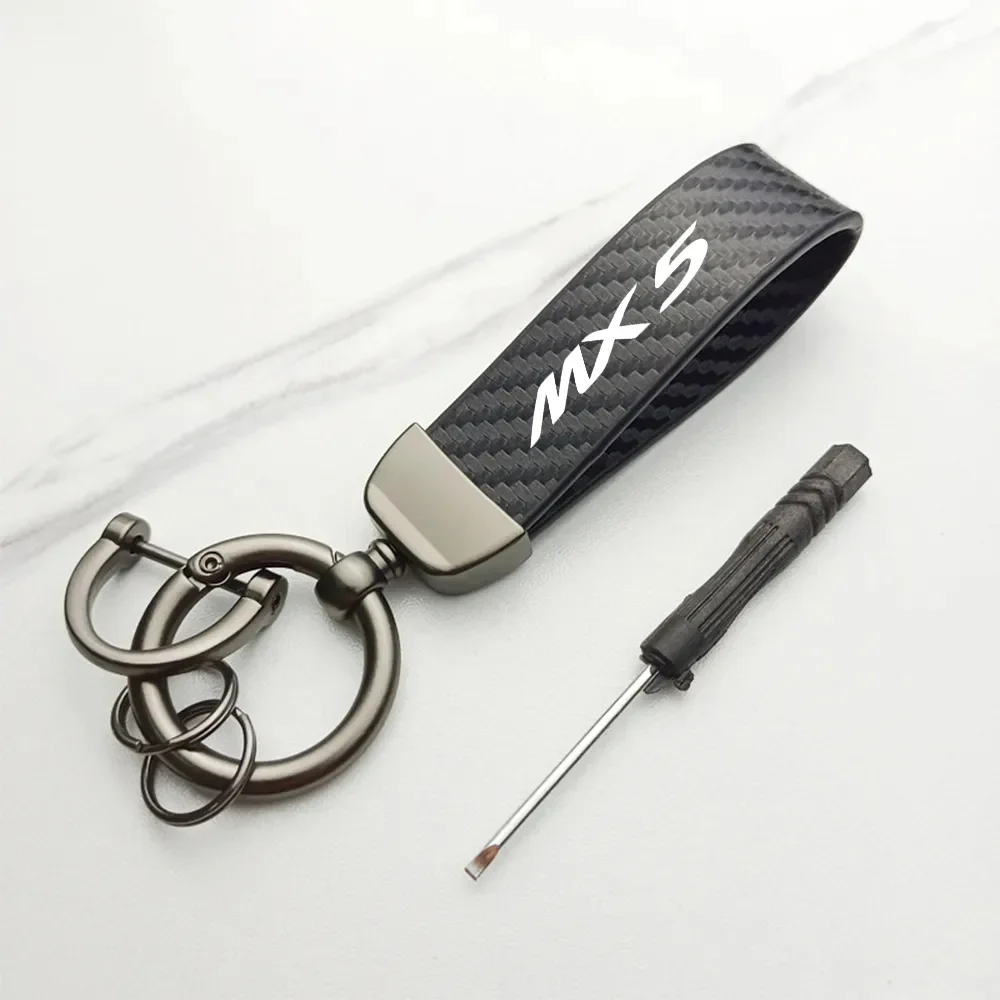 Carbon Fiber Car Keychain Key Chain Ring Pendant For Mazda MX5 MX-5 ND RF Miata Auto Accessories