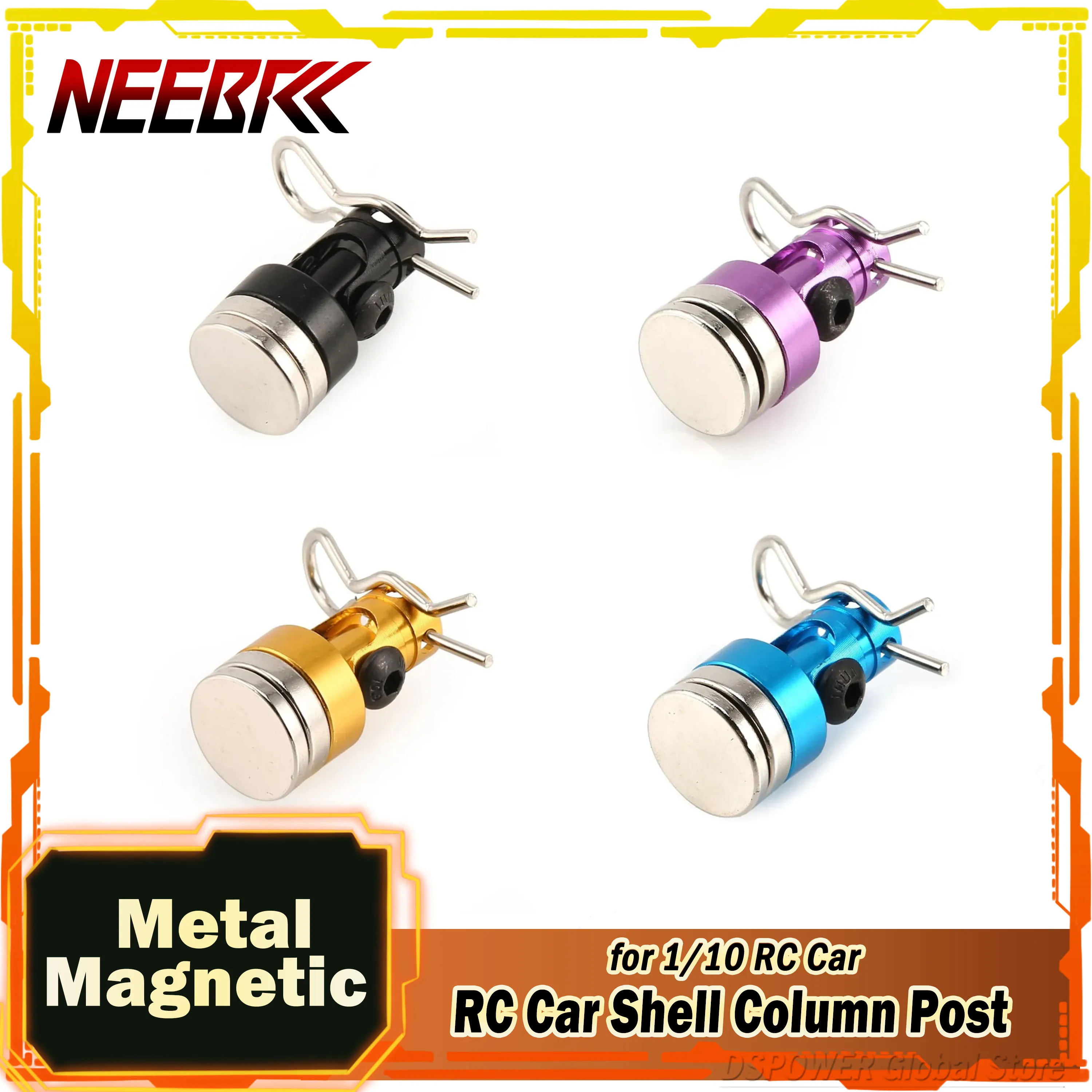 4pcs RC Car Metal Strong Magnetic Shell Column Post for 1:10 Traxxas Hsp Tamiya Redcat Body Mount Clip Vehicle AXIAL SCX10 Part