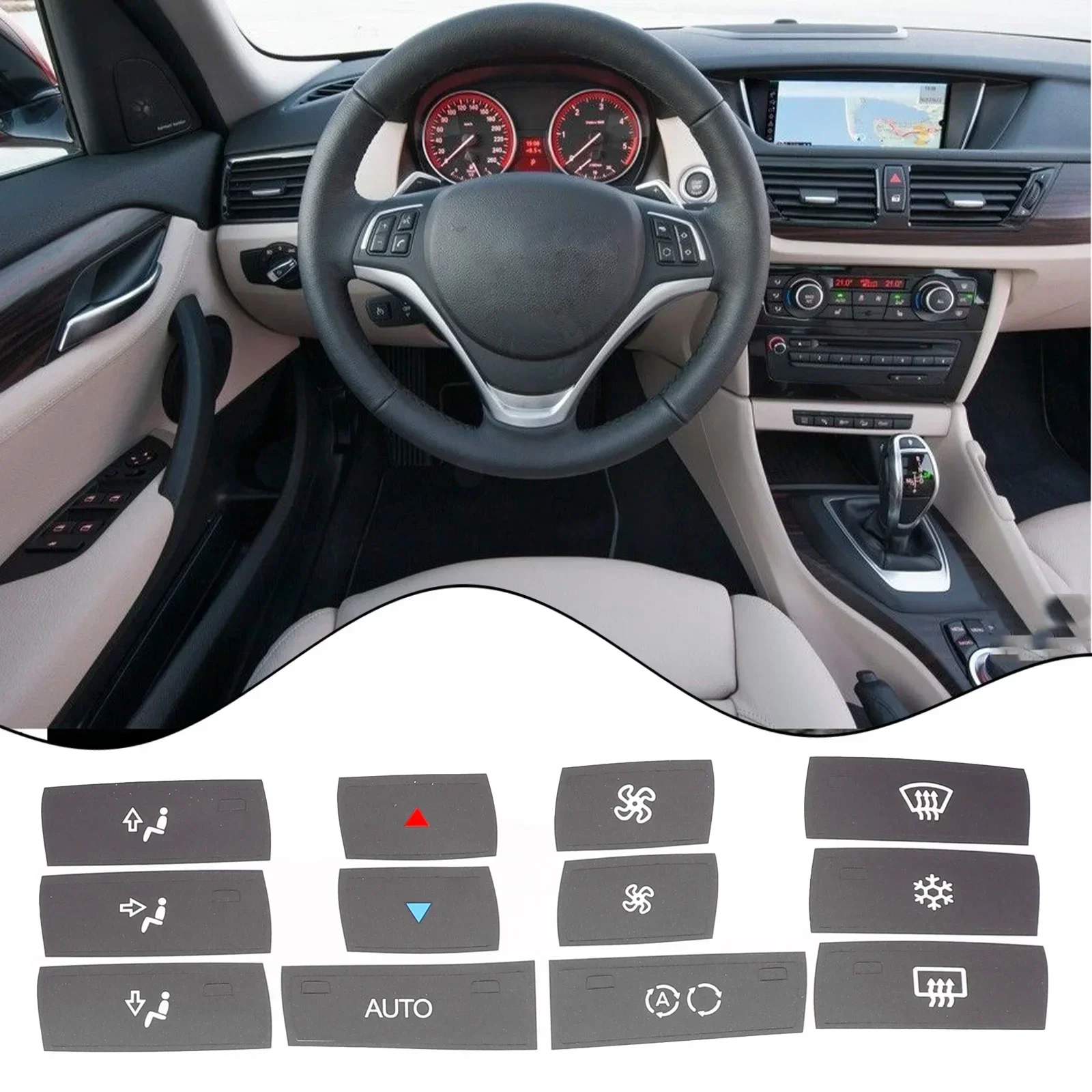 New Button Repair Decal Black Push Button Car High Grade Vinyl CLIMATE CONTROL BUTTON KNOB OVERLAY STICKERS REPAIR SET