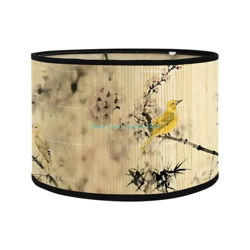 E74E Bamboo Lampshades Wall Light Cover Table Light Shade Bird Pattern Decorative Lighting Accessories Easy to Install