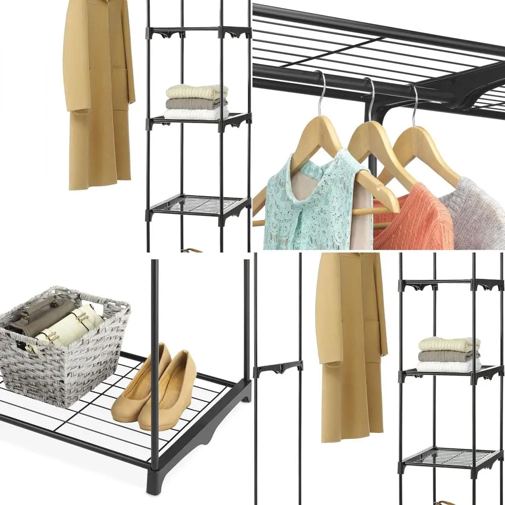 

Sturdy Double-Rod Freestanding Closet Organizer for Heavy-Duty Storage