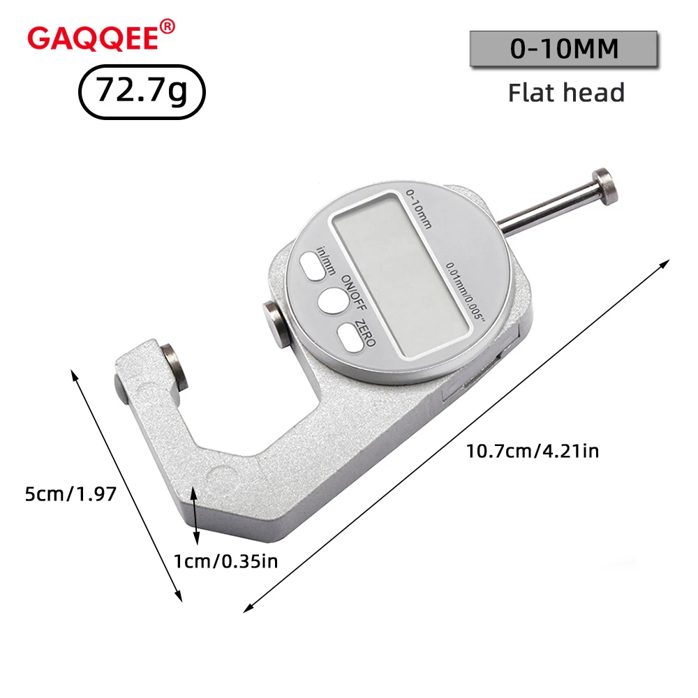 Digital Display Thickness Gauge Zinc Alloy Electronic LCD Micrometer Metric Imperial Wall Thickness Measurement Tools 0-10/20mm