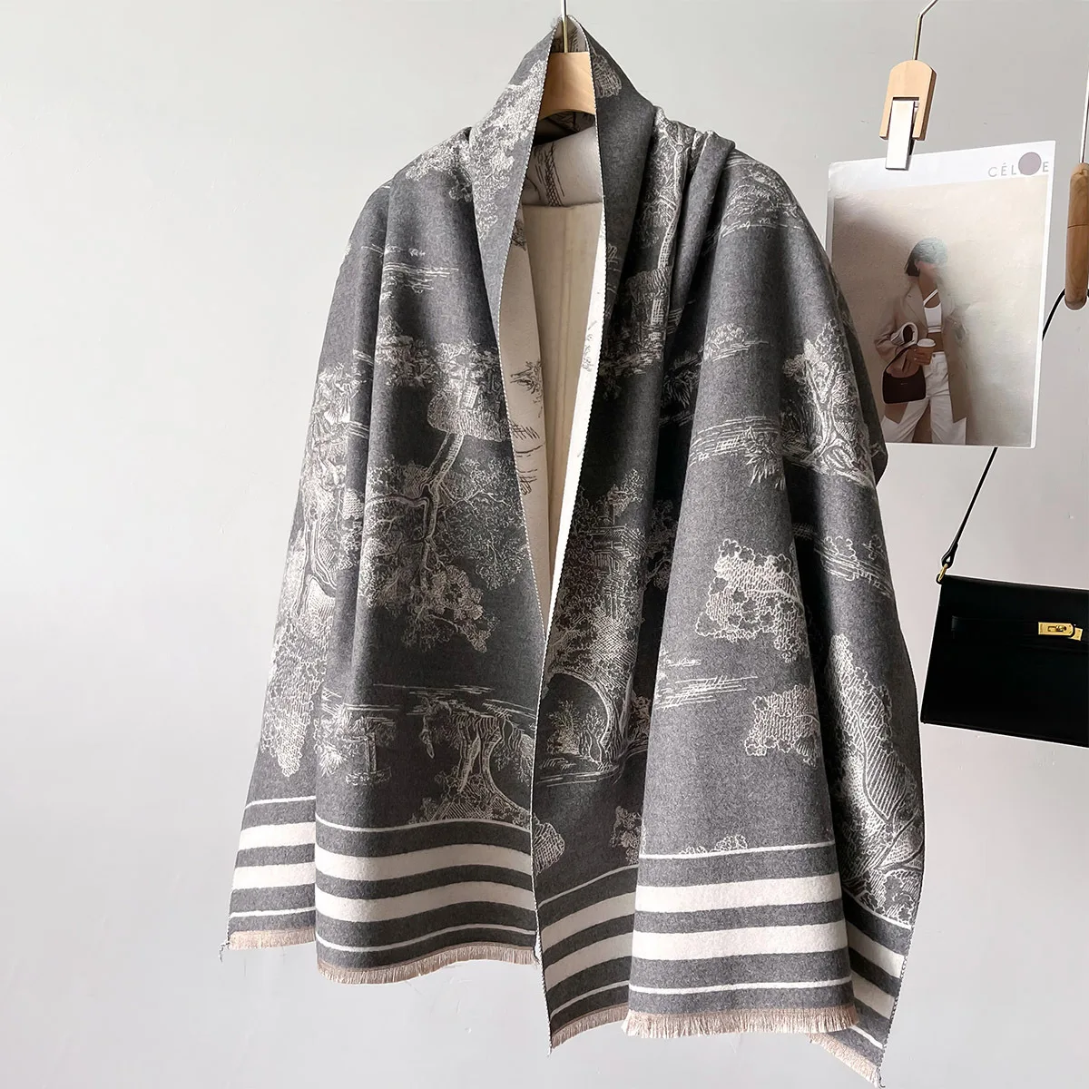 Winter Scarf Women Luxury Design Print Cashmere Shawls Lady Wraps Thick Warm Bufanda Echarpe Pashmina Stole