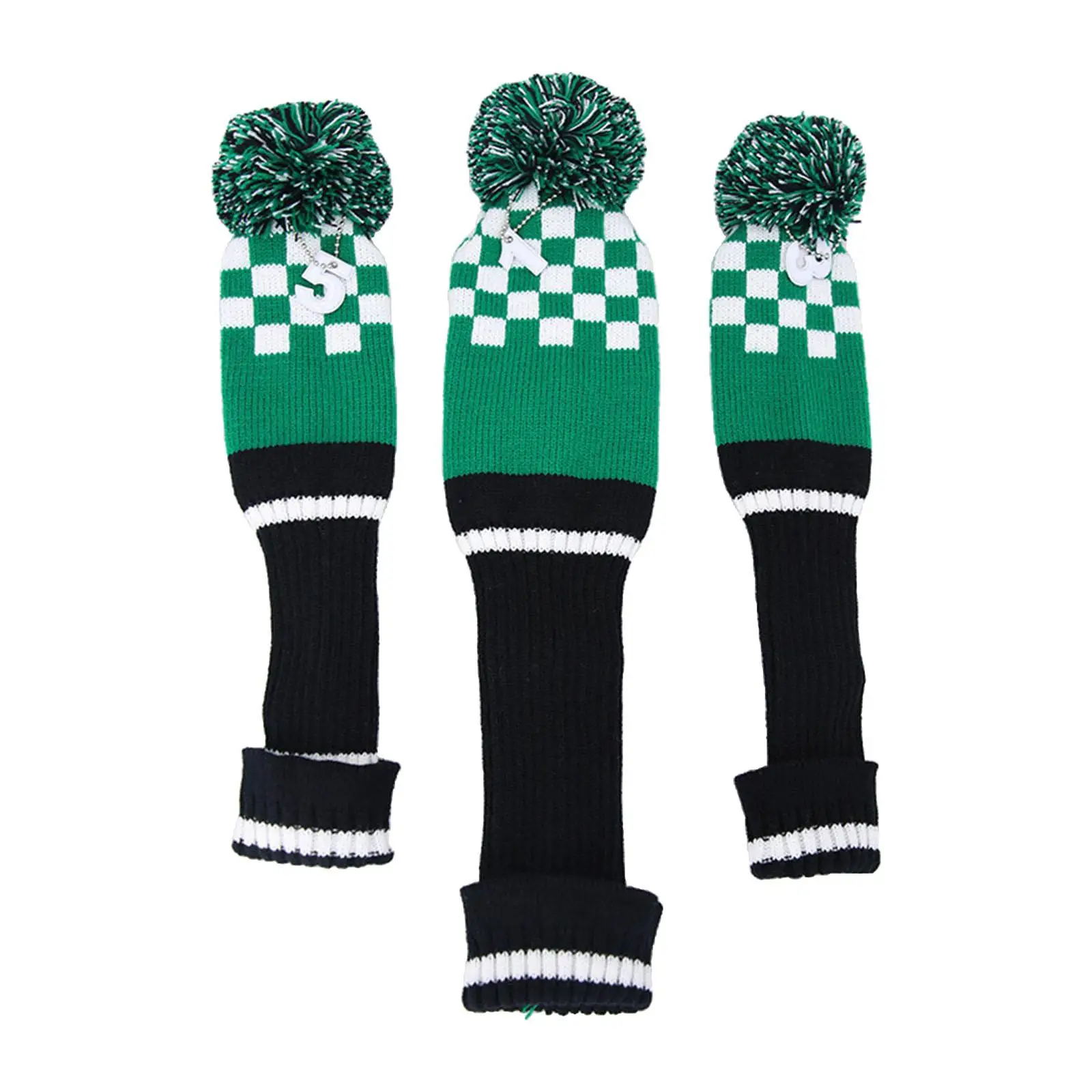 Classic Soft Knit Golf Headcovers Set with Numbers 1 3 5 Animal Character Covers for Wood Club Driver Fairway Golf Equipment