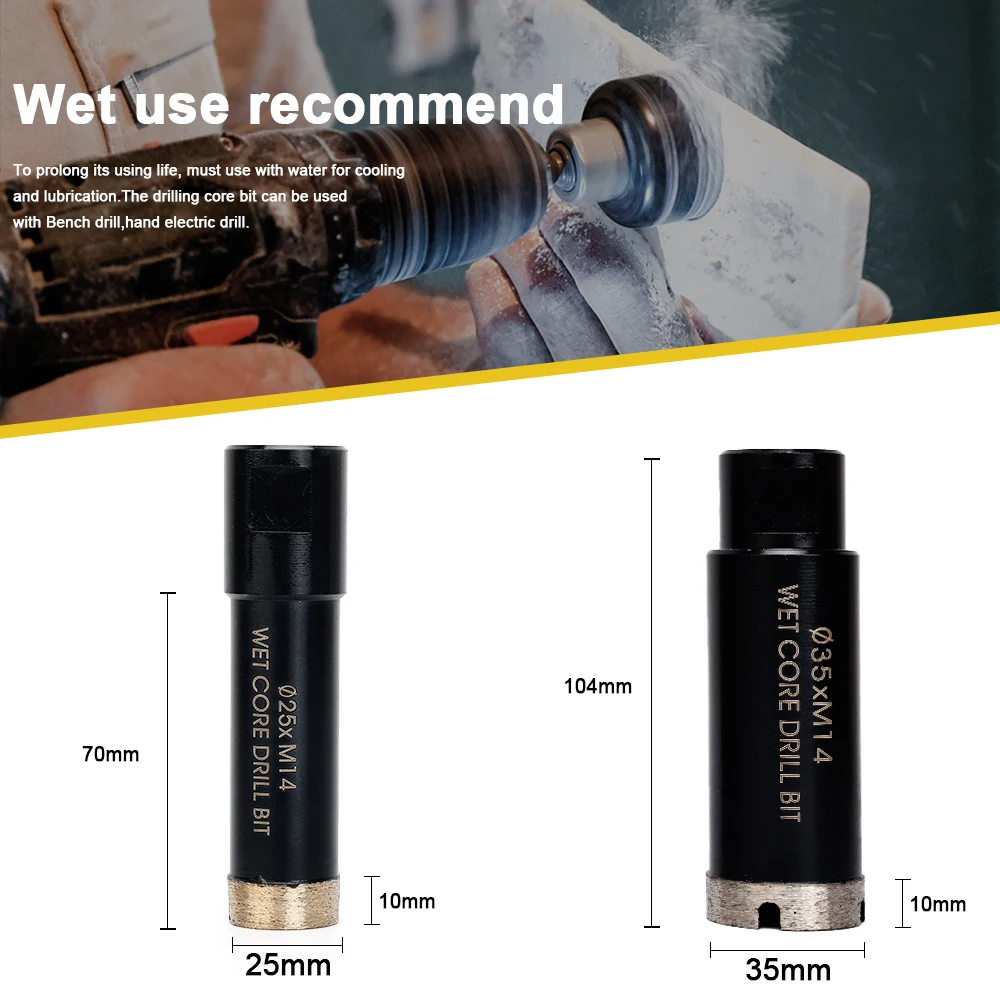 Imagem -02 - Diamante Wet Core Bit para Perfuração de Pedras e Telhas M14 D25 Mm35 mm
