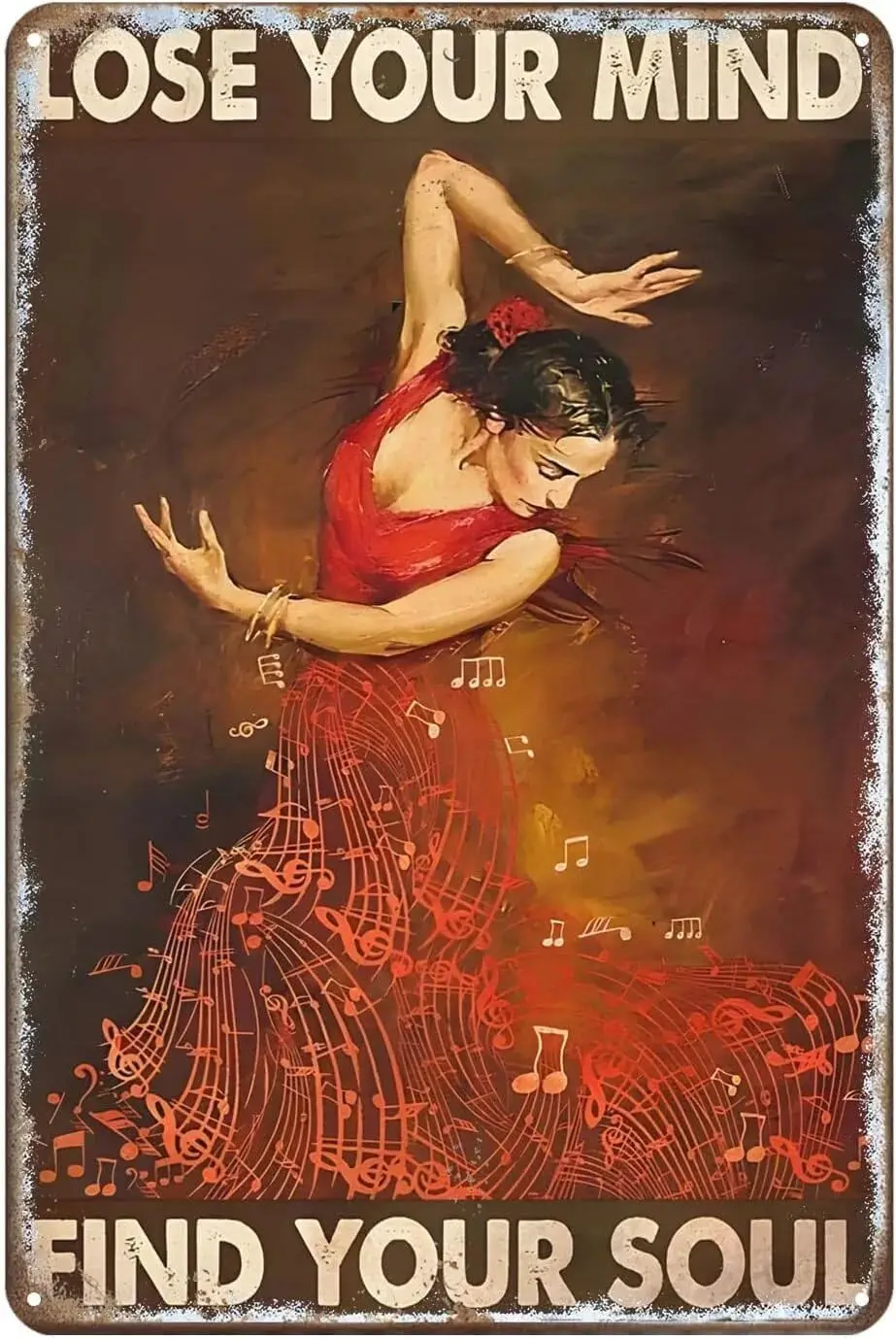 Vintage Girl Flamenco Lose Your Mind Find Your Soul Aluminium Metal Tin Sign 8x12 Inch Home Poster Bar Pub Decor