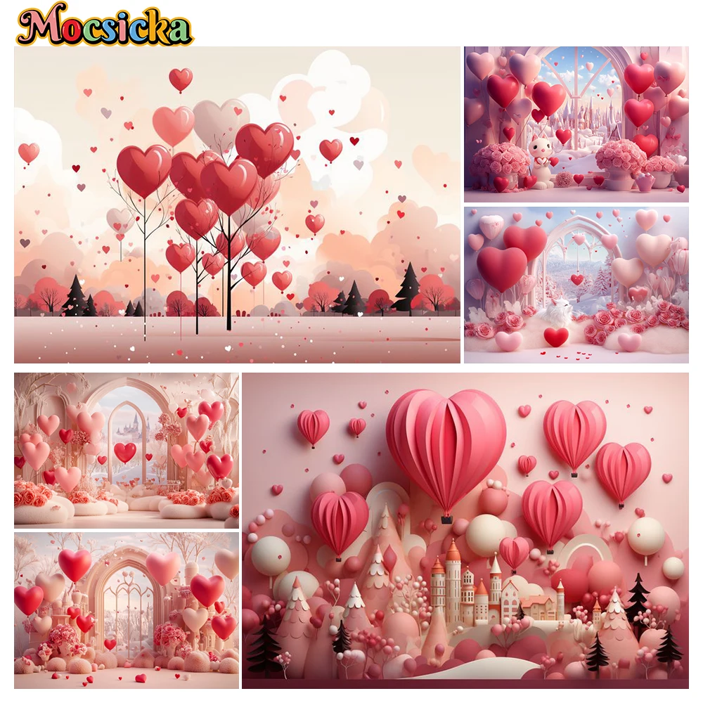 Mocsicka Valentine's Day Photography Backgrounds Pink Heart Maternity Holiday Party People Portrait Photo Backdrops Studio Props