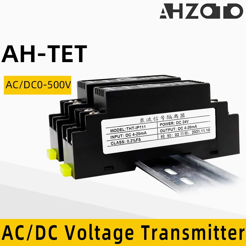 AC DC Voltage Transmitter AC/DC 0-500V Input 0/4-20mA 0-5/10V Output DC24V Power Supply Voltage Sensor Transducer