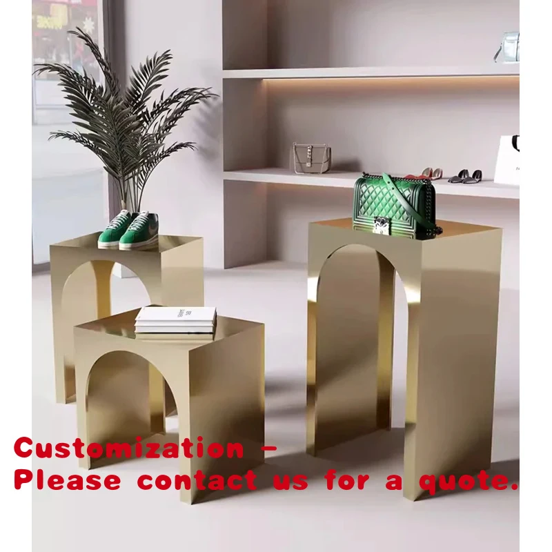 custom.High-End Gold Stainless Steel Nesting Tables Clothing Display Retail Store Display Racks