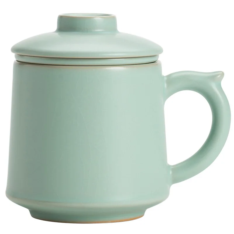 

Ru Kiln Mug with Lid Filter Ceramic Tea Water Cup Gift Box Office Water Cup