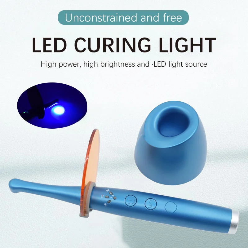 Dentals LED Curing Light Blue-violet 360 Degrees Rotated Composite Resin Curing Lamp Machine with 7 tips