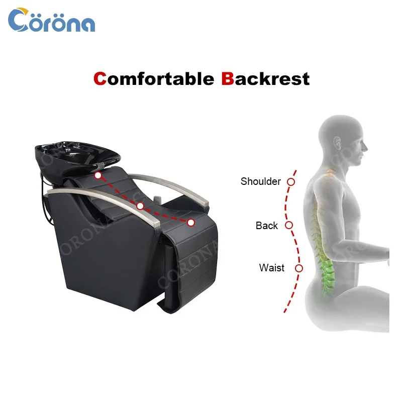Professional Hair Salon Furniture Black Electric Massage Shampoo Chairs for Hair Washing