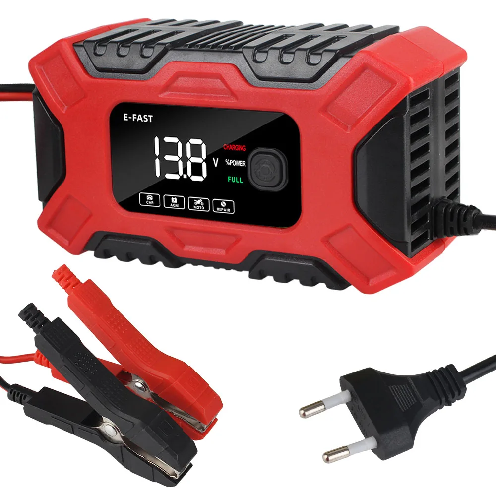 

For Lead Acid AMG Battery Inteligent Detection 96W Pulse Repair EU Plug 100V/240V Input Car Battery Chargers 12V 6A