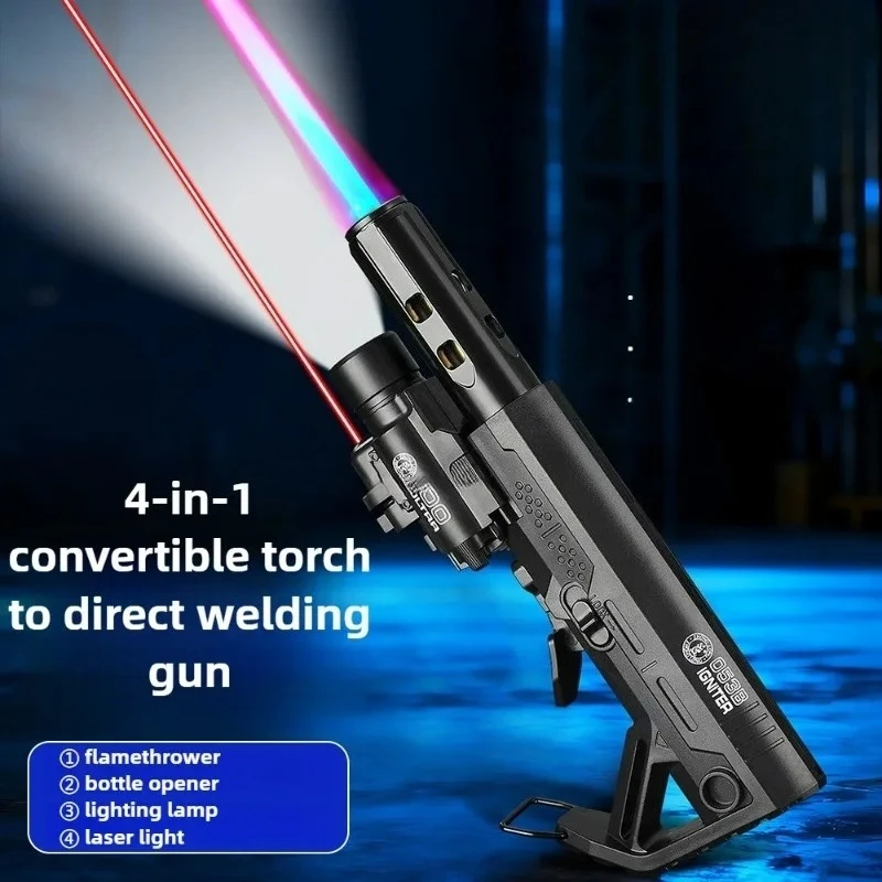 ولاعة ليزر جديدة مقاومة للرياح - حريق أزرق نابض بالحياة، تصميم شخصي، مشعل خارجي محمول للتخييم وعشاق الاتجاه