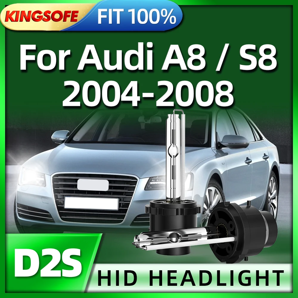 

KINGSOFE 2Pcs Super Bright Headlights D2S Xenon HID Car Bulb 35W 6000K Auto Lamp For Audi A8 S8 2004 2005 2006 2007 2008