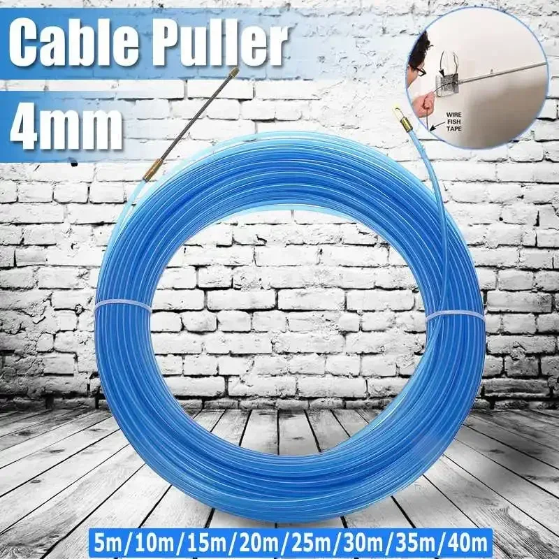 5m to 40m Length 4mm Durable Fiberglass Electric Guide Device Cable Push Pullers Duct Snake Rodder Fish Tape Wire