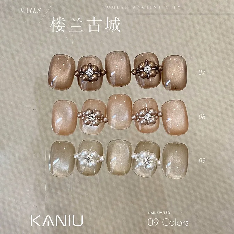 9 Farben Loulan Ancient City Magnetischer Cat-Eye-Gel-Nagellack, dunkelrot, braun, Soak Off Gel-Nagellack-Set, langlebiges Maniküre-Set