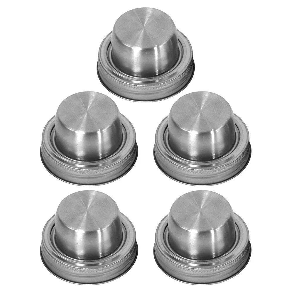 

5 Pcs Shaker Lid Cocktail Lids Canning Jar Cap Small Mason Flour Stainless Steel 304 Round