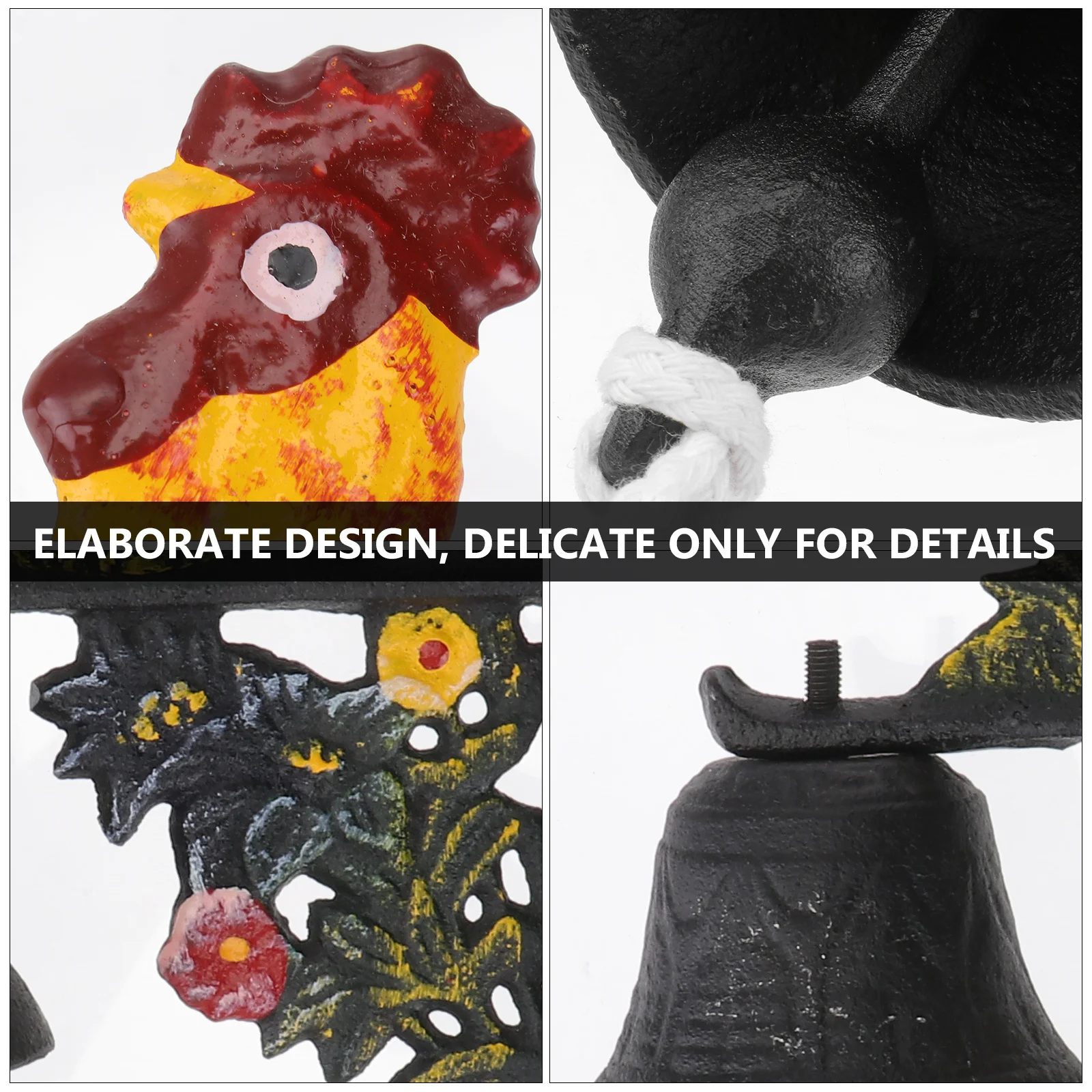 1pcs Metal Rooster Door Iron Wall Mounted Welcome Bell For Front Porch Garden Yard Rustic Decorative Bell Housewarming