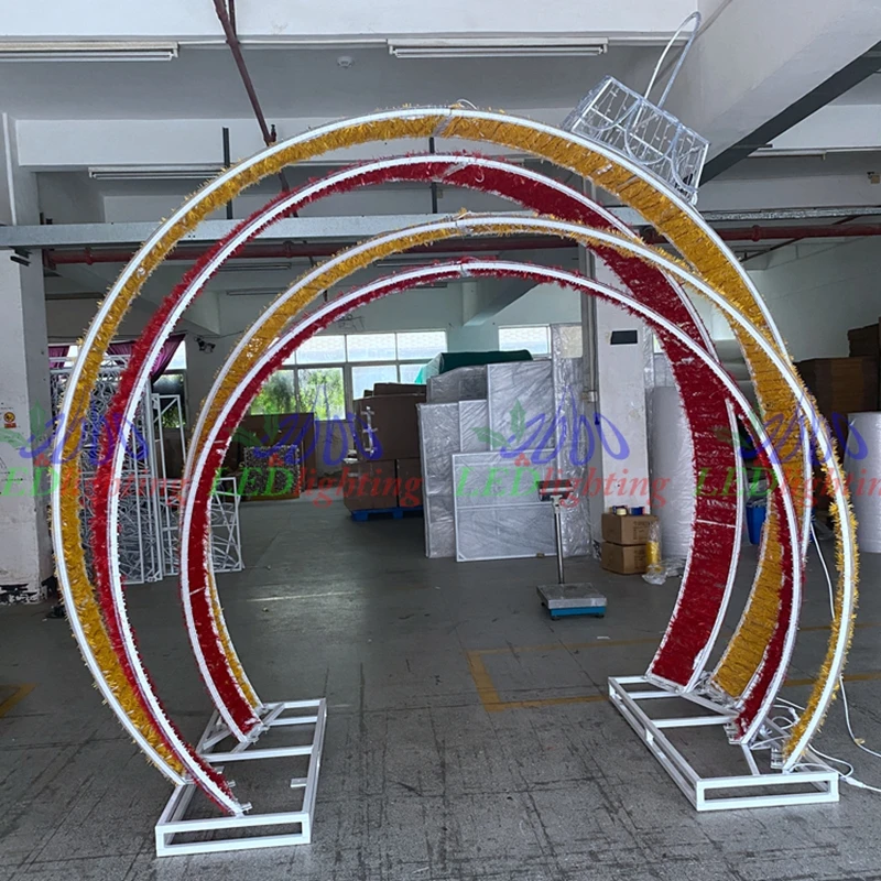 Custom. Winter Outdoor Decoration 3D Metal LED Motif Arch Light for Landscape Street Decoration and Lighting